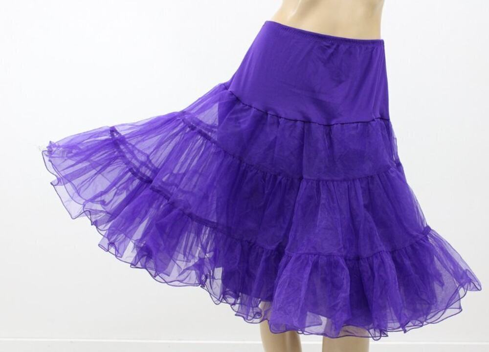 Tiered Drop Waist Petticoat Crinoline Purple 3 Layer Under Skirt M L Vintage
